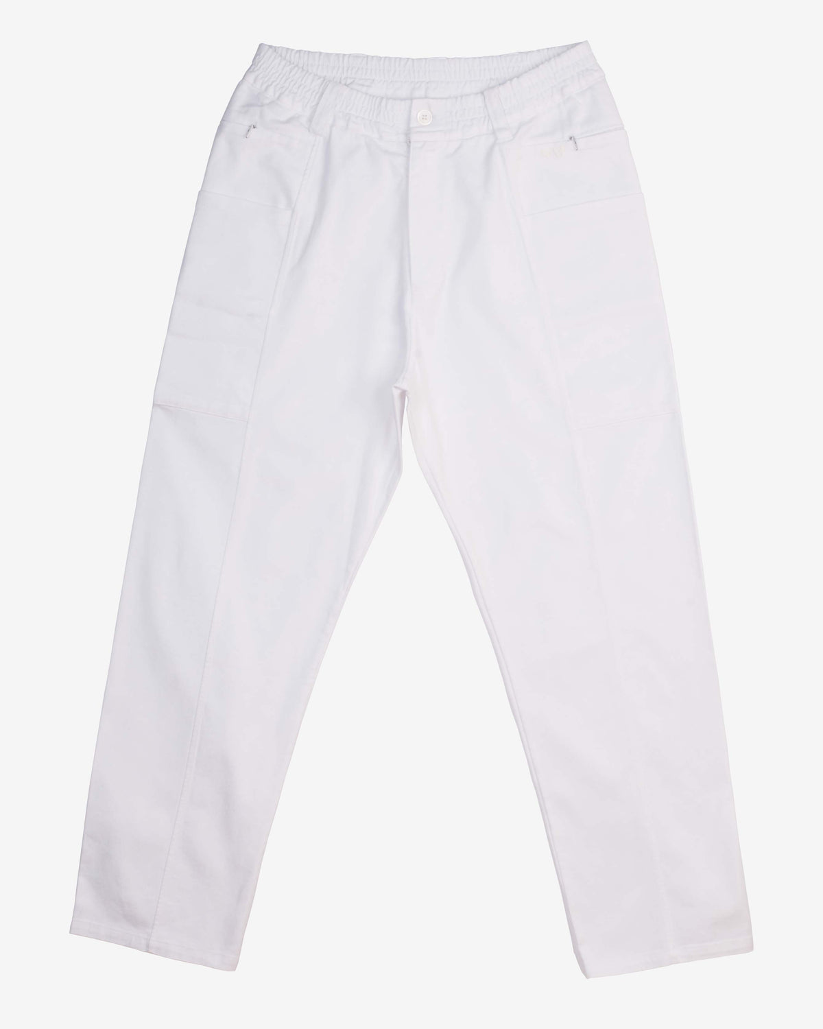 Pantalon médical homme DIOCA blanc, taille élastique bouton